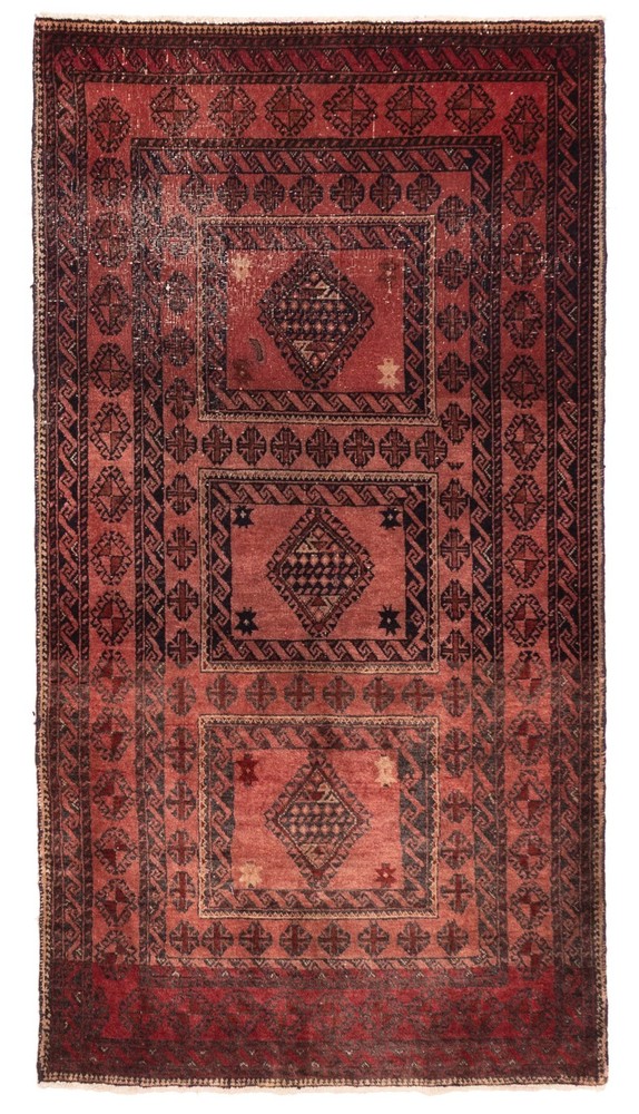 Traditional Vintage Hand-Knotted Area Rug 3'3" x 6'2" Oriental Wool Carpet