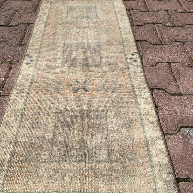 2x4 Cream Sage Blush Vintage Turkish Oushak Wool Faded Handmade Rug-Tariff Free gallery