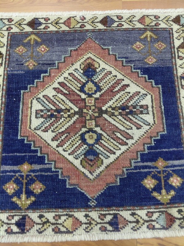 4 Direction 4 Eagle Rug Antique Square Blue Geometric Rug Cappadocia Design Rug gallery