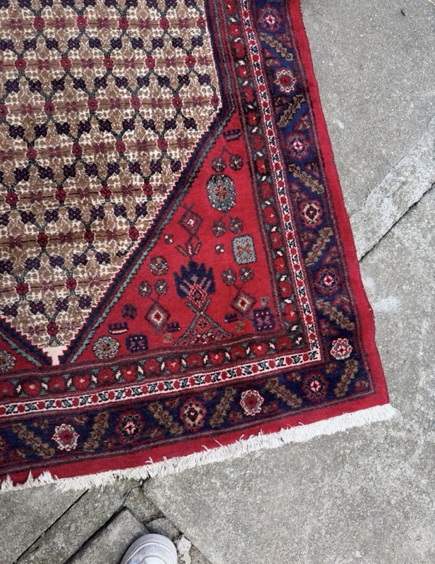 Antique Oriental Wool Rug Hand Knotted Tribal Geometric Area Carpet 4x7 Ft 51x86 gallery