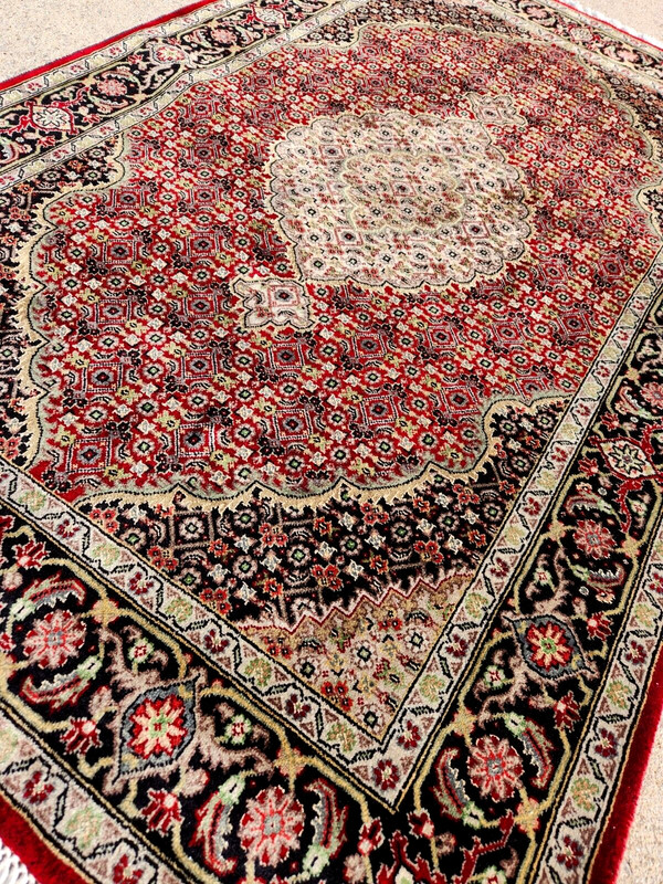 FINE HAND-KNOTTED TABRZI TRIBAL MAHI-QOOM-TURKISH SILK/WOOL RUG 4'X 6' gallery