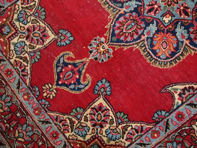 Handmade Vintage Oriental Rug 100cm x 144cm Bright Red Wool 1970s gallery