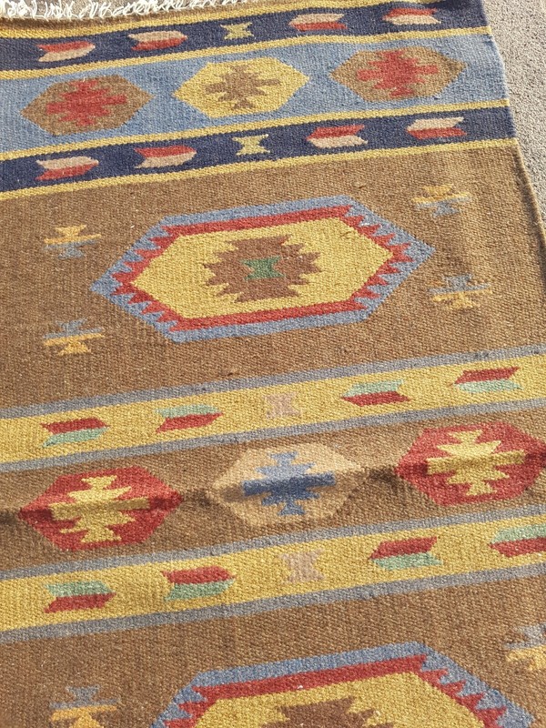 Vintage Traditional Handmade Beautiful Turkish Kilim Floor Rug Carpet 128x59 cm gallery