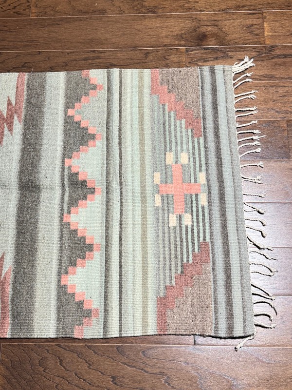 Mid Century Southwest Native American Rug Hand Woven Wool Blanket Carpet MCM gallery