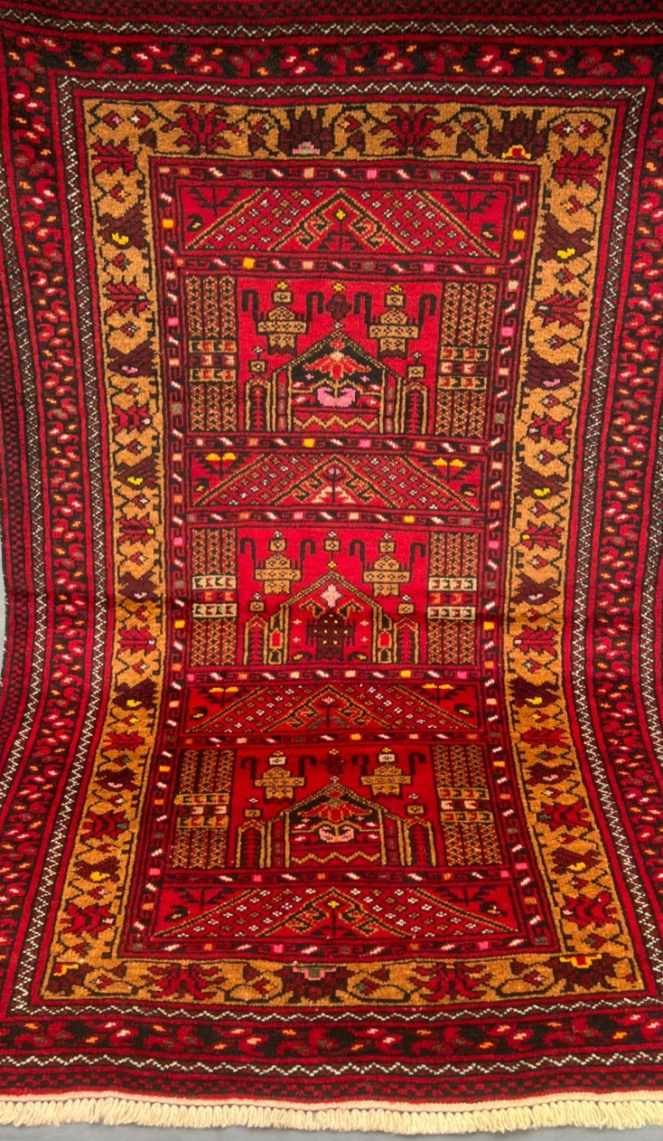 Vintage Gorgeous Natural Vegetable Dye Nomadic Maldari Prayer Rug gallery