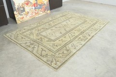 5×8 Turkish Neutral Wool Area Rug Hand-Knotted Vintage Oushak Rug Carpet,1231