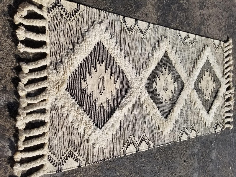 Vintage Traditional Handmade Haggy Helix Diamonds Runner Rug 55x29 inches gallery