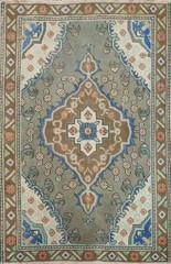Vintage Wool Medallion Traditional Accent Rug 3×5 ft Hand-knotted for Foyer