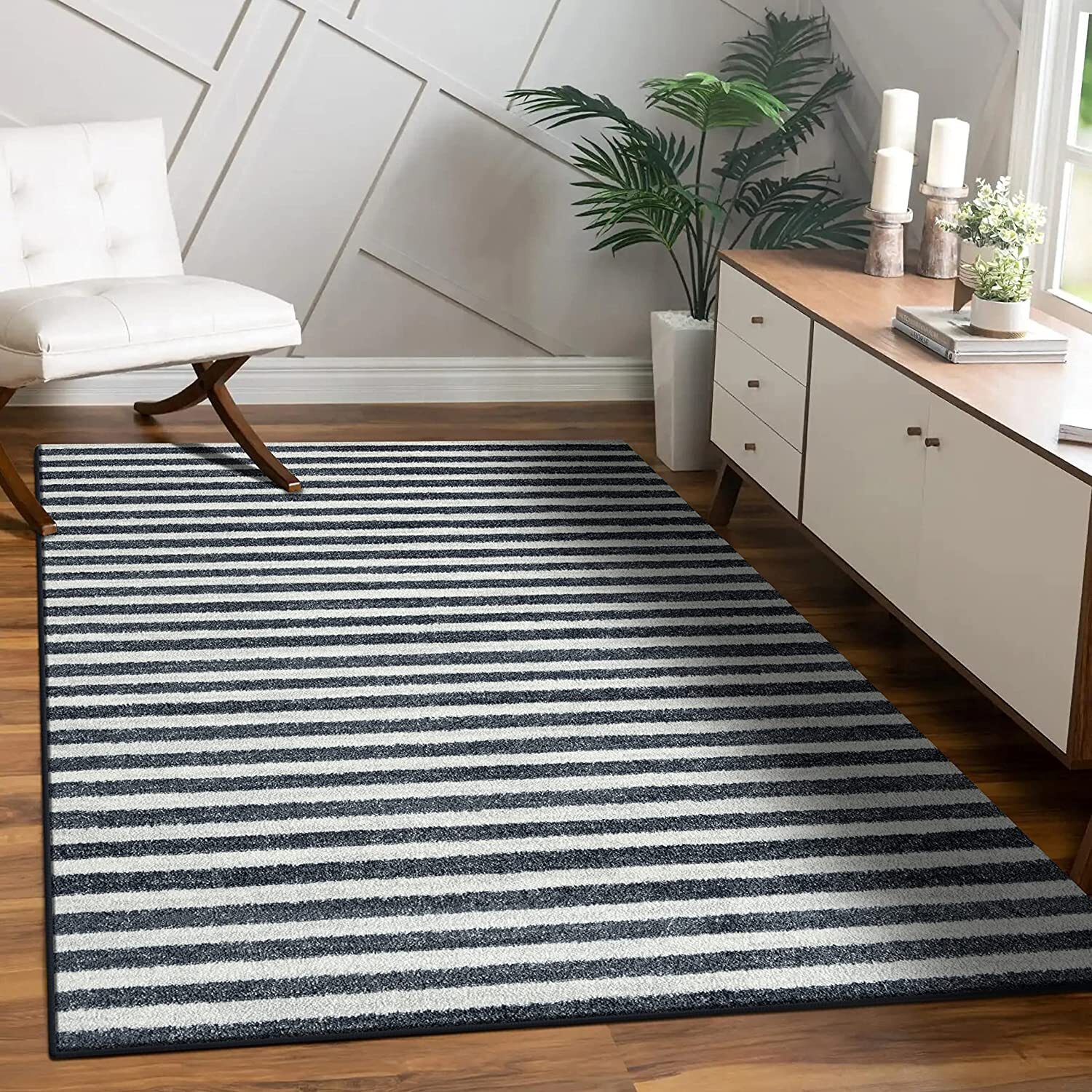Moroccan Area Rugs Dark-Gray Striped Modern Living Room Carpet Large Carpet gallery