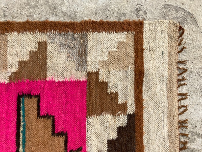 Vintage Handmade Turkish Geometric Wool Kilim Rug 156x116 cm gallery