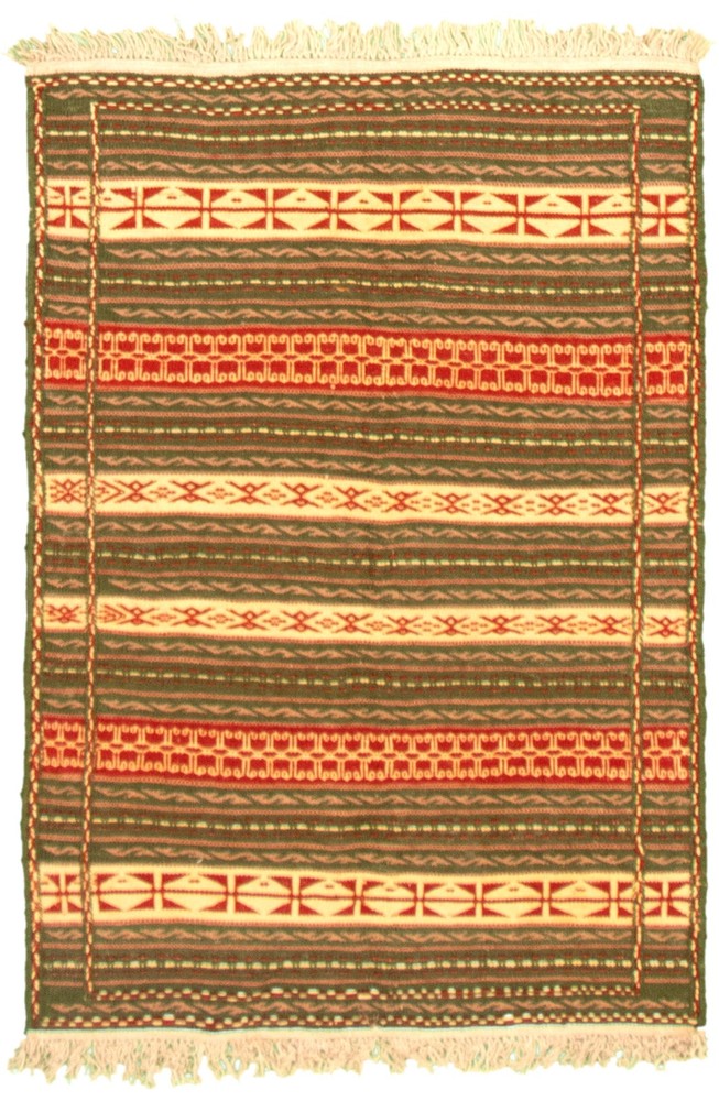 Vintage Hand Woven Area Rug 3'2" x 4'8" Traditional Wool Oriental Carpet