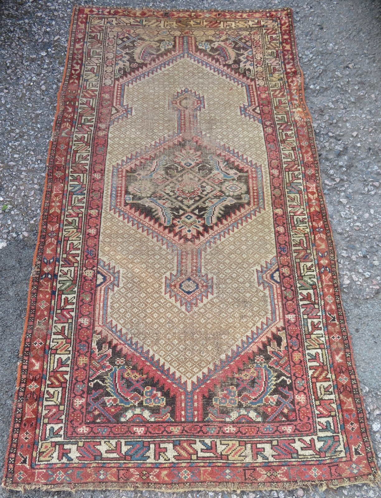 Distressed Antique S*a*r*a*b Tribal Rug. 194cm X 132cm. gallery