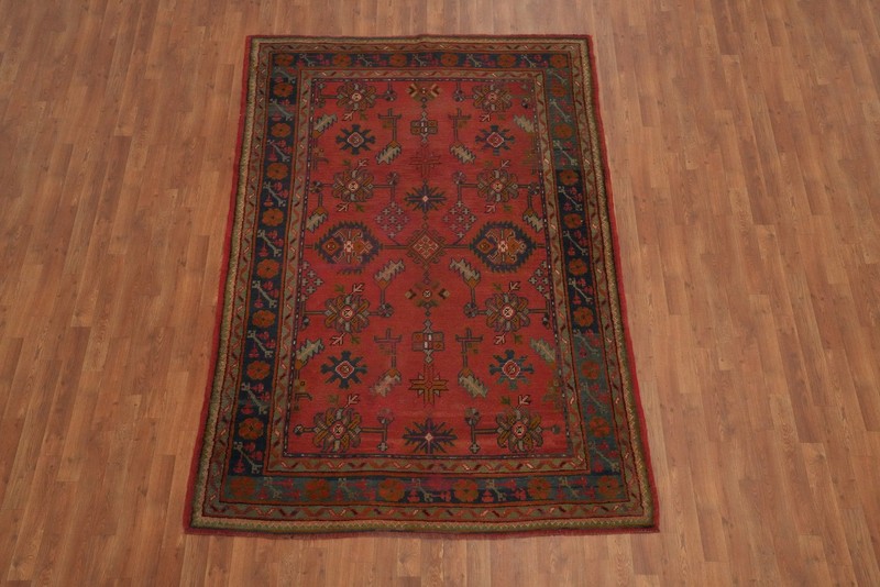 Pre-1900 Antique Oushak Vegetable Dye Area Rug 6x8 ft Hand-knotted Wool Carpet gallery