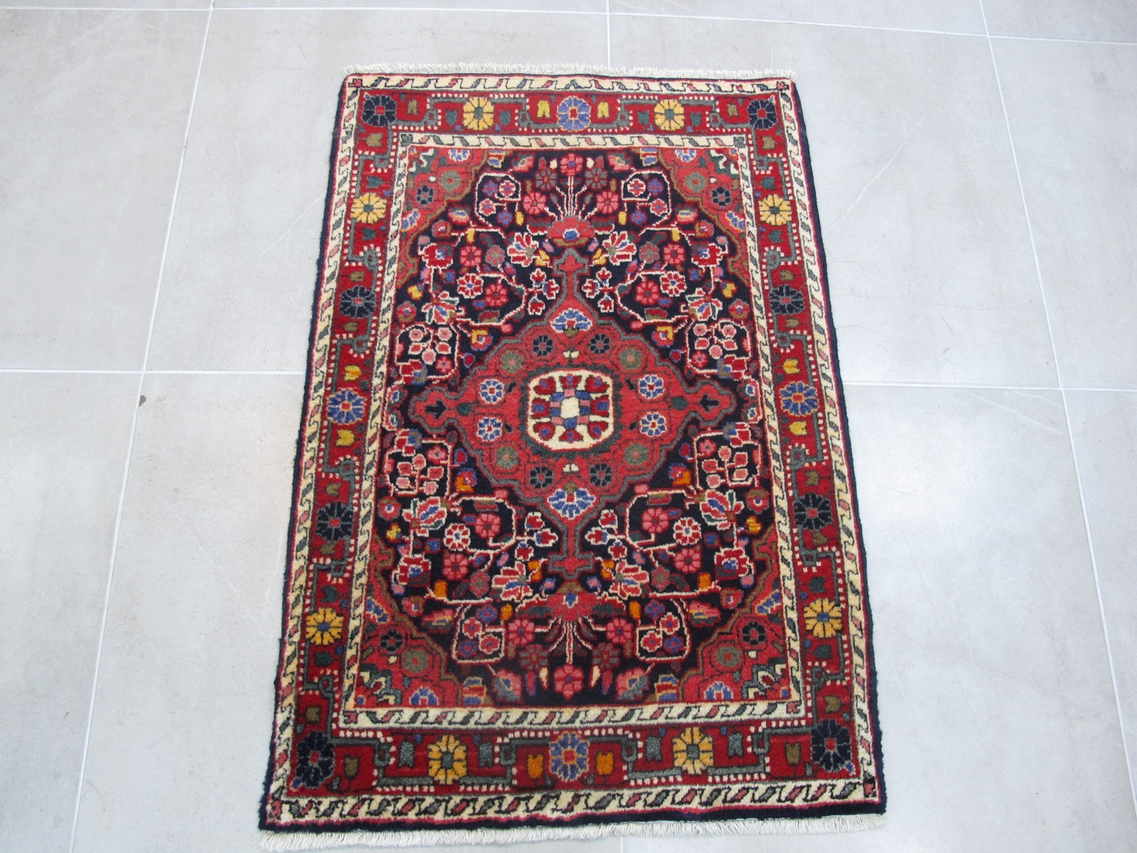 Vintage Small Oriental Rug 2.3x3.3 Floral Accent Rug Wool Handmade Carpet gallery