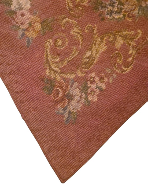 Antique Wool Needlepoint Aubusson Floral Rug 4x6 Handmade Tapestry Rhombus Shape gallery