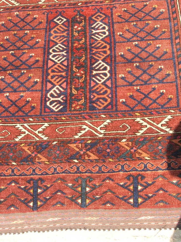 Antique 19 C Turkoman Yomut Yomud W Turkestan Ensi EngSi Rug 55x77" Soak Washed gallery