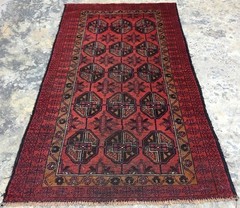 Vintage Afghan Rug: Hand-Knotted Wool, Felpa Design Area Rug 3×6 ft Free Ship