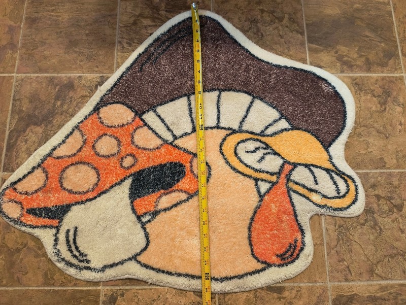 Plush Vintage Mushroom Rug Merry Mushrooms 70's style 25x30 gallery
