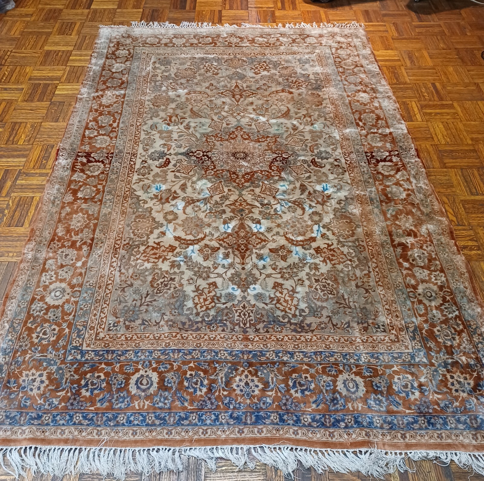 Middle Eastern Oriental Is-phahan silk and kork wool 4'10" x 7'3" c. 1950 gallery