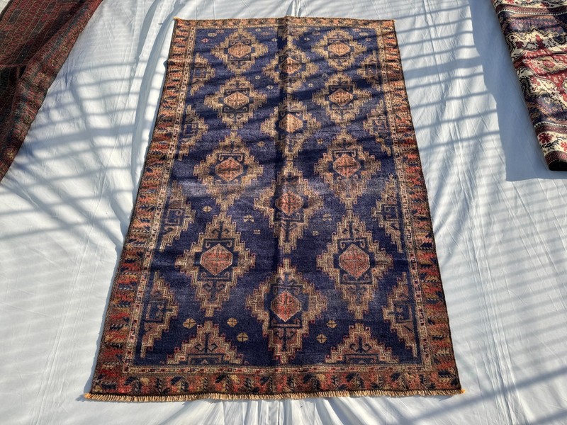 4x6Ft Afghan Hand Knotted Terracotta Area Rug Baluchi Oriental Blue Wool Carpet gallery