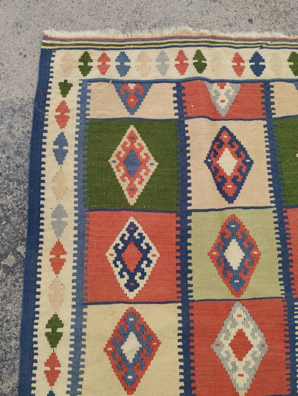Antique Traditional Oriental Multicolor Wool Kilim Rug Carpet 156x103 cm gallery