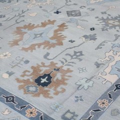 Vintage Turkish Oushak Rug, Beige 9X12 ft, Handmade Wool, Bohemian Anatolian