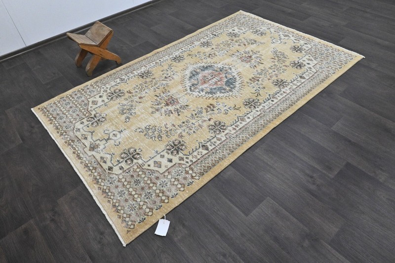 Oushak Turkish Vintage Rug 4x7 Kilim Rug Anatolian Handmade Boho Decor BEIGE gallery