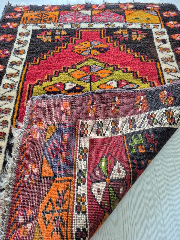 Antique Karaman Taskale Handwoven Rug 26x34” Anatolian Village Mini Rug ~80 Yrs gallery