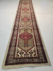 Antique Oriental Hand-Knotted Wool Runner Collectible Serapi Sarab 3’4″ x 15’3″