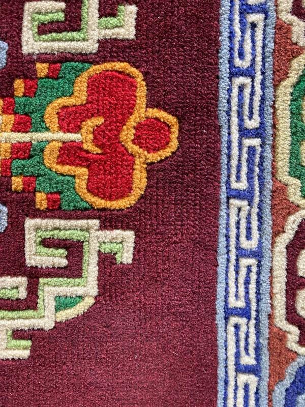 Vintage Chinese Tibetan Handmade Floral Multicolor Wool Rug 2 Carpet gallery
