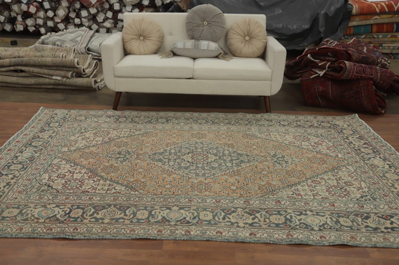 Orange Vegetable Dye Traditional Geometric Area Rug 7x10 ft Hand-knotted Wool gallery