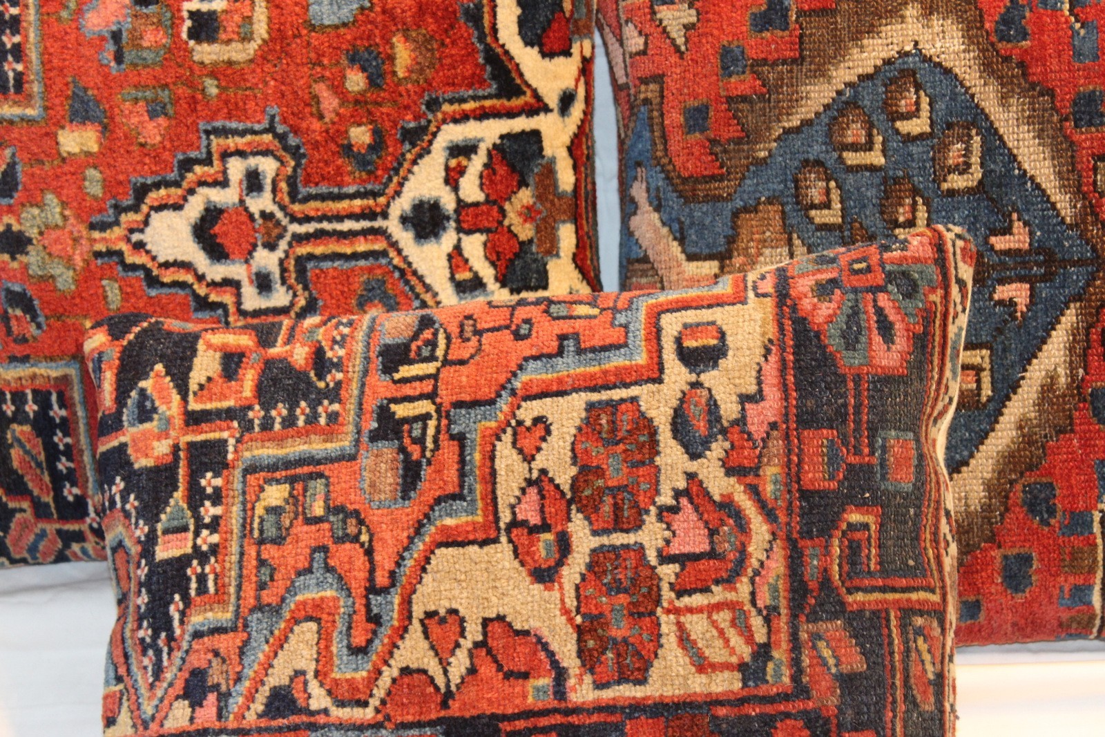 3 _HAND_MADE_PILLOWS_ Antique Pillows made out of Antique Hamadan Kazak Rug gallery