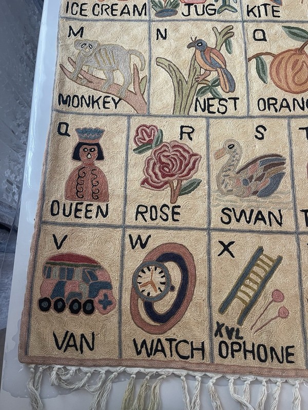 Vintage Handmade Aubusson Rug French Style Chain Stitch Needlepoint Rug 147x86cm gallery