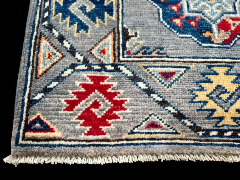Brand New Colorful Small Runner Handmade Ocean Silver Gray Turkmen Pak Kazak 2x6 gallery