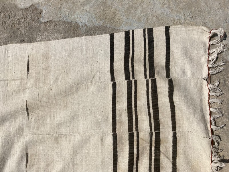 Vintage Handmade Moroccan Tribal Striped Wool Kilim Rug 201x136 cm gallery