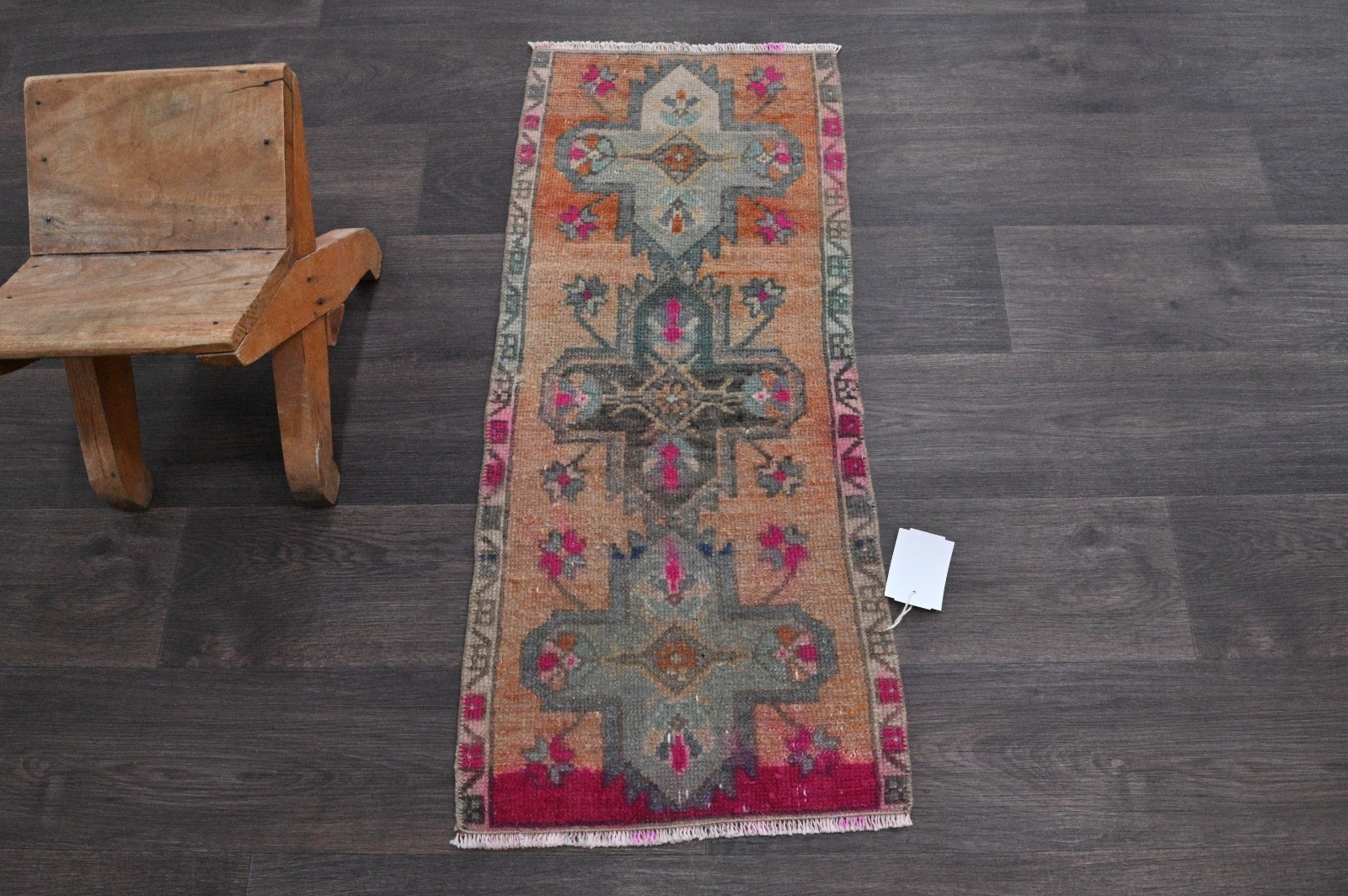 Oushak Turkish Doormat Rug 1x3 PEACH Anatolian Handmade Vintage Small Kilim Rug gallery