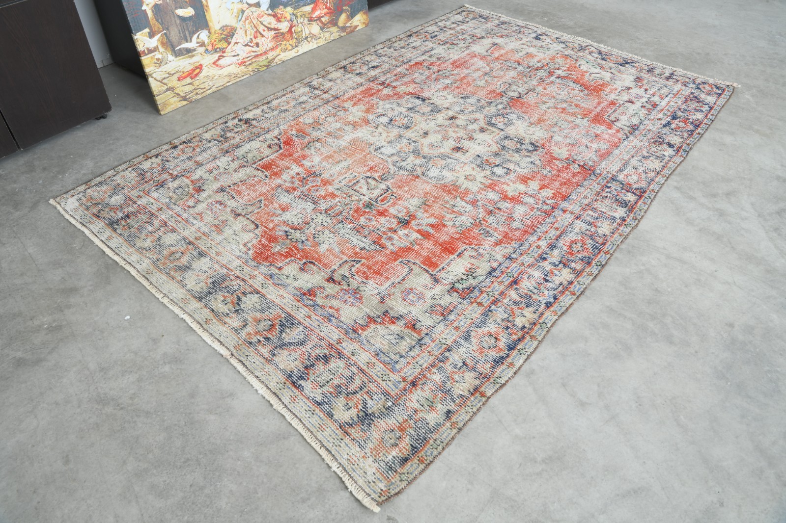 5x8 ft rug, antique turkish carpet vintage oushak rug hand-knotted small rug,426 gallery