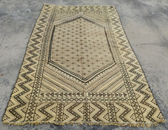 Vintage Moroccan Geometric Motif Multicolor Wool Kilim Rug Carpet 266×161 cm