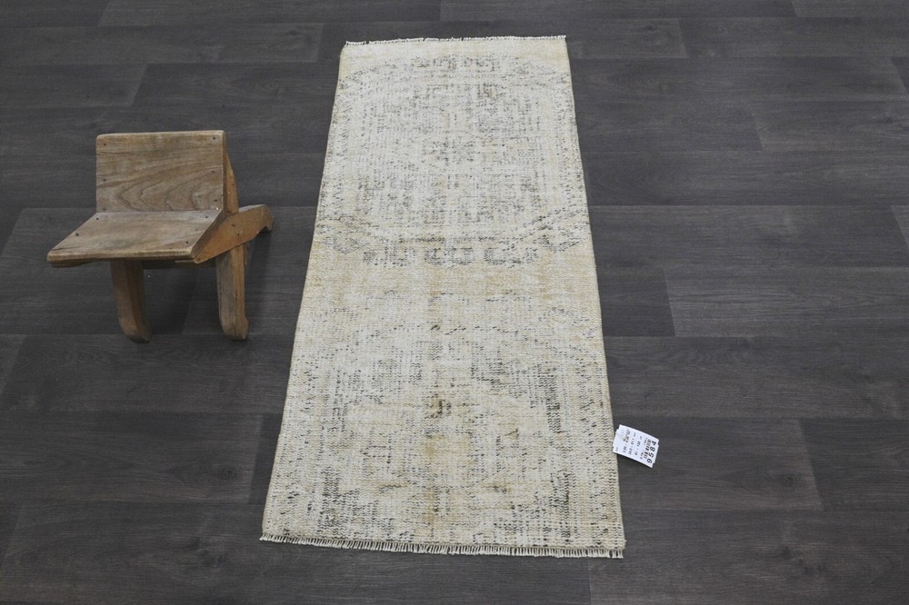 Oushak Turkish Doormat Rug 2x4 BEIGE Anatolian Handmade Vintage Small Kilim Rug