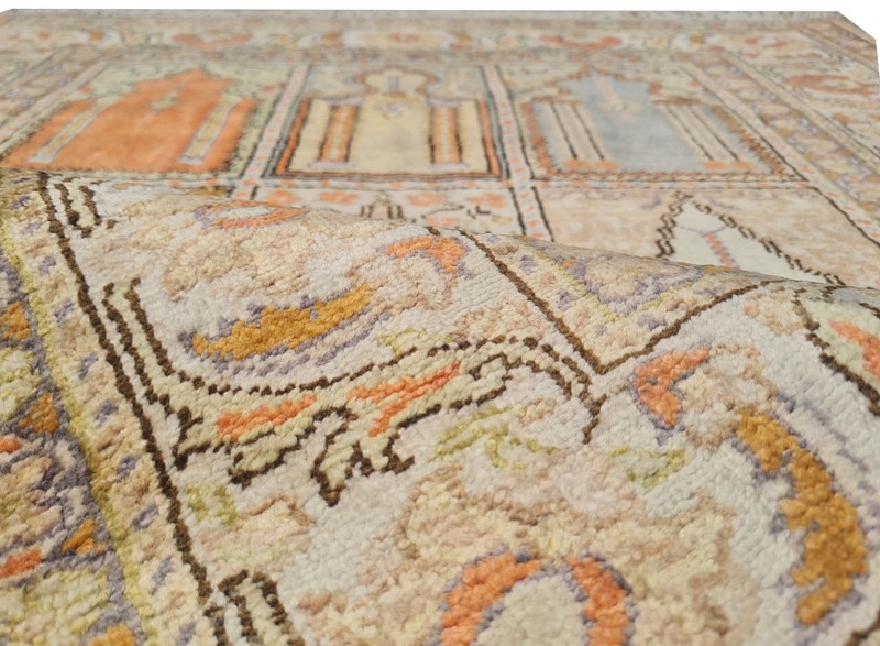 Amazing Hand Knotted Vintage Turkish Kaisery Qaisery Silk Area Rug 4.3 x 3.0 Ft gallery