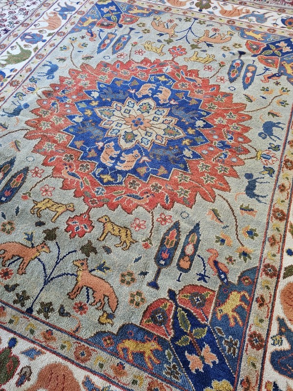 8 x 10 VINTAGE ANTIQUE DESIGN INDO SERAPI HERIZ USHAK Tree of Life Animal gallery