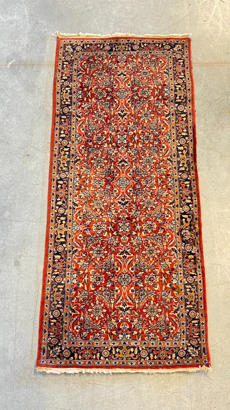 Vintage Sarouk Design Runner, Allover Floral, Red Field, Hand-Knotted Wool gallery