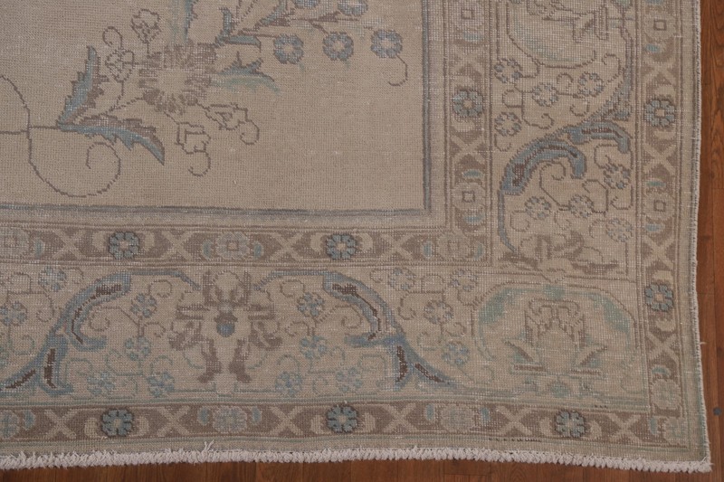 Handmade Beige Wool Distressed Area Rug 10x13 Ft Traditional Living Room Rug gallery