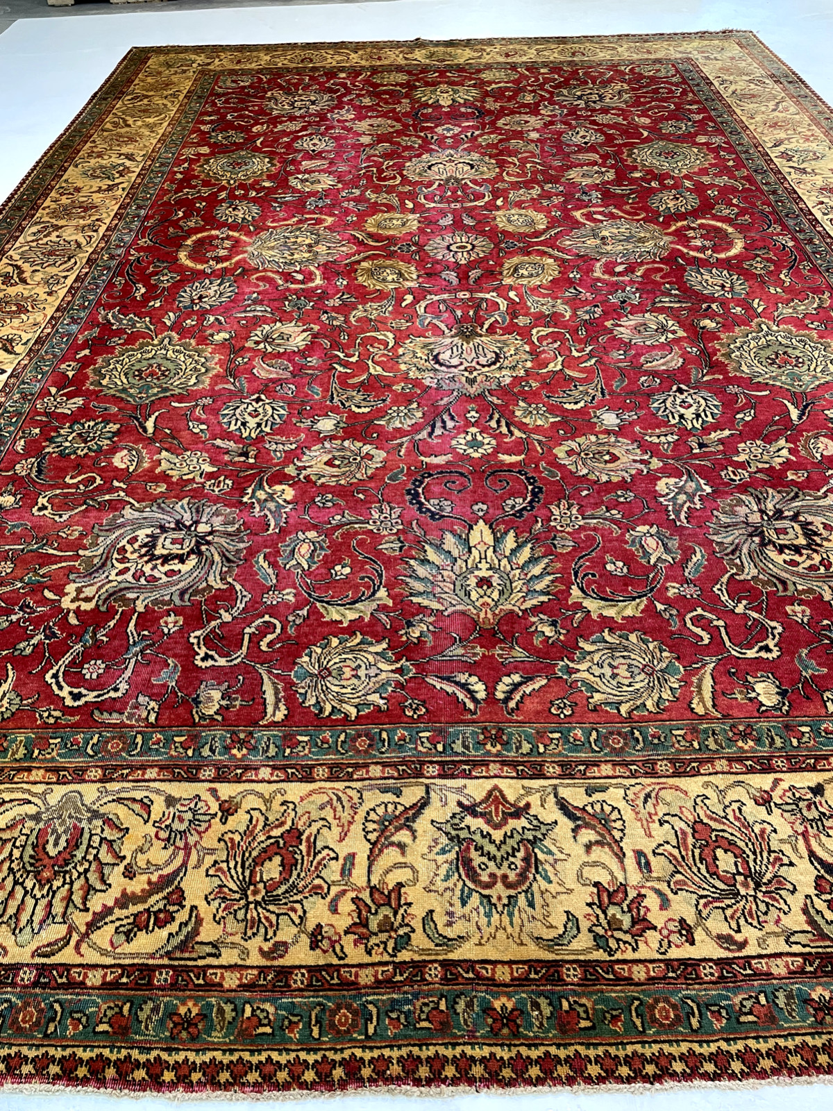 Antique Oriental Hand-Knotted Wool Area Rug Red/Beige/Blue/Green 11'5" x 16'3" gallery
