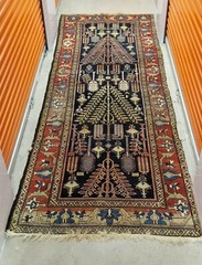 SUPERB COLOR & DESIGN VINTAGE c.1945 KURDI BIDJAR WIDE RUNNER ~ 5 ft x 13 ft