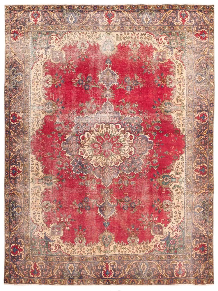 Vintage Hand-Knotted Area Rug 9'6" x 12'8" Traditional Oriental Wool Carpet