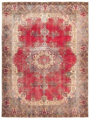 Vintage Hand-Knotted Area Rug 9’6″ x 12’8″ Traditional Oriental Wool Carpet