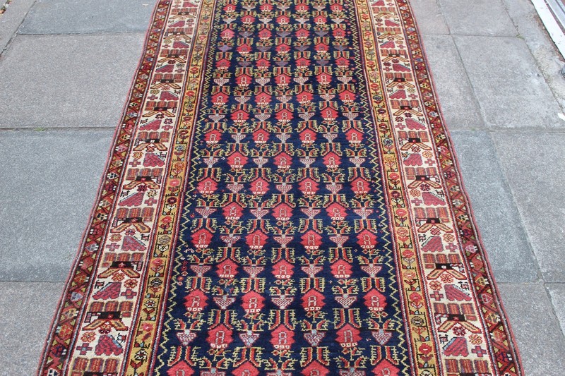 Antique Hand Made Traditional Oriental Wool Blue Long Corridor Runner 502x113cm gallery
