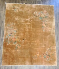 Antique handwoven decorative authentic Chinese rug size 8x9ft circa 1920s