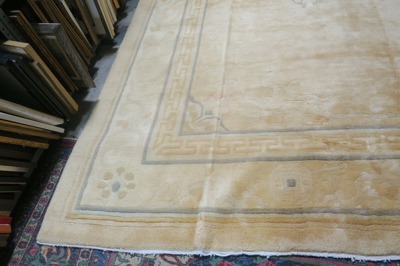 Antique Tibetan Nepal Rug Greek Key Peking Design Hand Knotted Wool 10'9 x 14'7 gallery